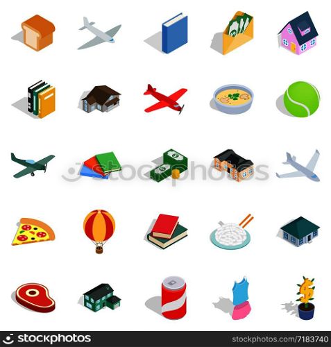Variety icons set. Isometric set of 25 variety vector icons for web isolated on white background. Variety icons set, isometric style