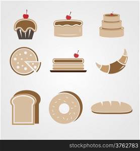 Variety of bakery color icons, stock vector