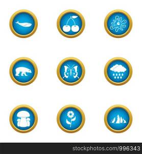 Variety of living icons set. Flat set of 9 variety of living vector icons for web isolated on white background. Variety of living icons set, flat style