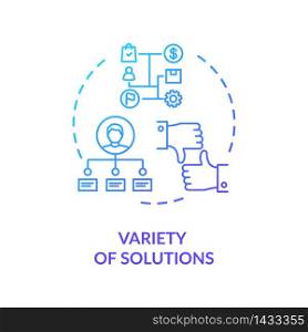 Variety of solutions concept icon. Creative thinking, problem solving idea thin line illustration. Finding new ways, professional growth. Vector isolated outline RGB color drawing. Variety of solutions concept icon