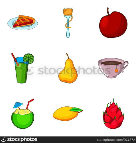 Variety of vegetable food icons set. Cartoon set of 9 variety of vegetable food vector icons for web isolated on white background. Variety of vegetable food icons set, cartoon style