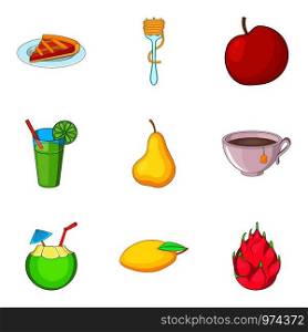 Variety of vegetable food icons set. Cartoon set of 9 variety of vegetable food vector icons for web isolated on white background. Variety of vegetable food icons set, cartoon style