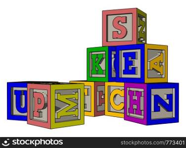 Various colorful toy blocks vector illustration on white background
