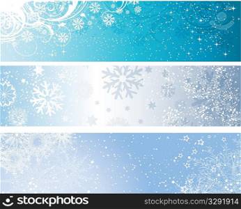 Various designs of decorative winter themed banners