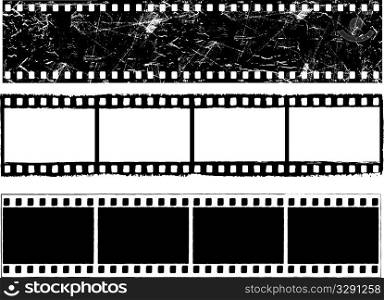 Various designs of grunge styled film strips