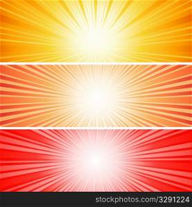 Various different coloured sunburst backgrounds