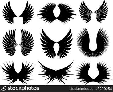 Various different designs of wing silhoeuttes
