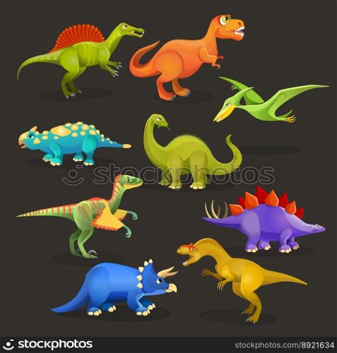 Various dinosaurs set of jurassic period funny vector image