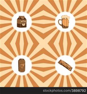 various food and drink theme graphic art vector illustration
