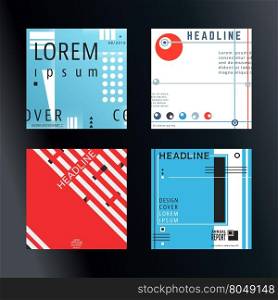 Various geometric covers brochure or flyer template. Set of flyers, brochures design templates. Vector illustration.