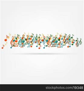 Various music notes on stave