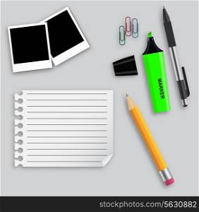 Various office supplies vector illustration on business theme