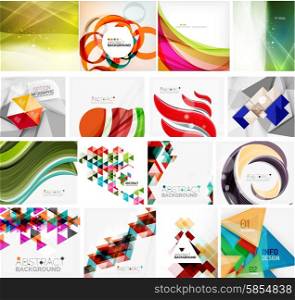 Various set of geometric abstract backgrounds. Various set of geometric abstract backgrounds - swirls waves lines geometric shapes and other