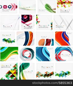 Various set of geometric abstract backgrounds. Various set of geometric abstract backgrounds - swirls waves lines geometric shapes and other