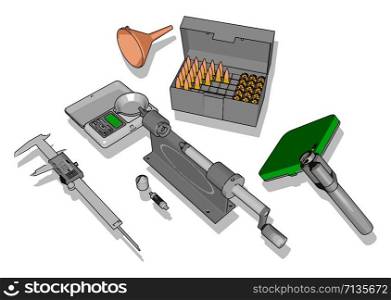 Various small tools, illustration, vector on white background.