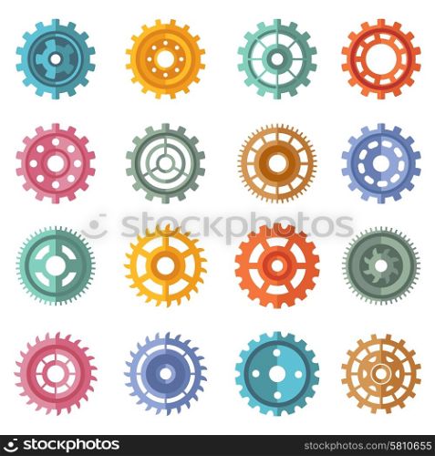 Various style color gears set. Various style color gears set isolated vector illustration