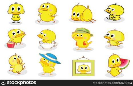various styles cartoon chicks