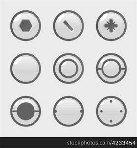 Various types of bolts. Vector illustration.