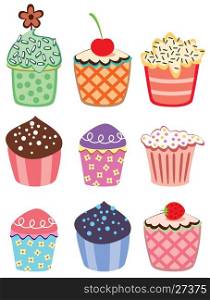 various vector cupcakes set