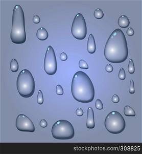 Various vector water droplets.
