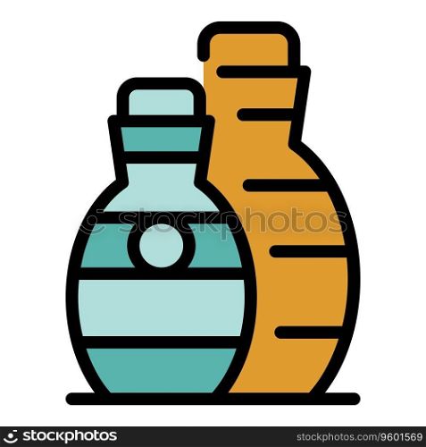 Vase pots icon outline vector. Ceramic class. Making school color flat. Vase pots icon vector flat