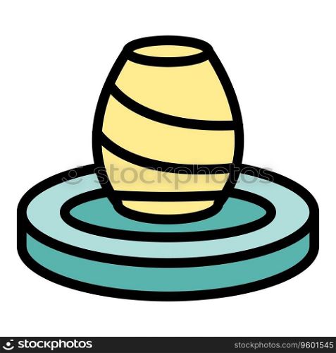 Vase pottery icon outline vector. Art clay. Family craft color flat. Vase pottery icon vector flat