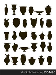 Vase. Set of silhouettes of vases. A vector illustration