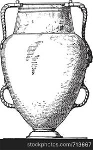 Vase with four handles, vintage engraved illustration.
