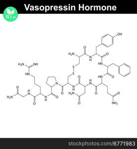 Vasopressin hormone 2d structural formula, vector model of molecule, eps 8
