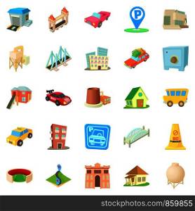 Vast city icons set. Cartoon set of 25 vast city vector icons for web isolated on white background. Vast city icons set, cartoon style