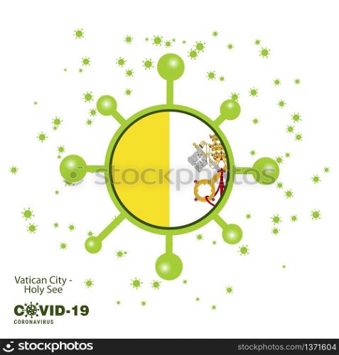 Vatican City Holy See Coronavius Flag Awareness Background. Stay home, Stay Healthy. Take care of your own health. Pray for Country