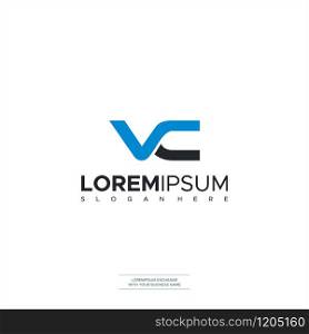 VC Letter Logo Design with Creative Modern Trendy Typography and Black Colors Design Vector Illustration