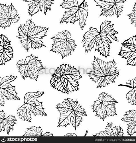 Vctor elegant seamless pattern with decorative grape leaves.. elegant seamless pattern with decorative grape leaves for your design