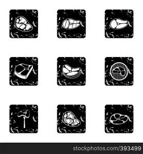 Veal icons set. Grunge illustration of 9 veal vector icons for web. Veal icons set, grunge style