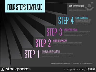 Vecotr Infogrpahic steps diagram template for workflow, business schema or procedure diagram - dark version