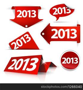 Vector 2013 Labels, stickers, pointers, tags for your (web) page - red color