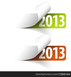 Vector 2013 new year stickers - green and red