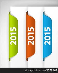 Vector 2015 Labels / Stickers on the edge of the (web) page - green, blue, red
