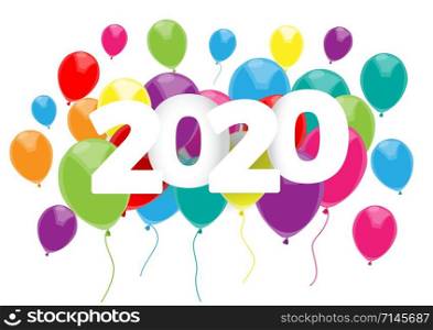 Vector 2020 poster, banner with text and balloons