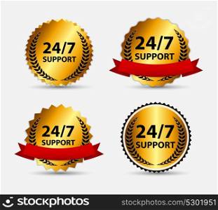 Vector 24/7 SUPPORT Sign, Label Template