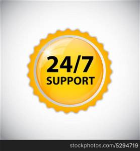 Vector 24-7 SUPPORT Sign, Label Template EPS10. Vector 24-7 SUPPORT Sign, Label Template