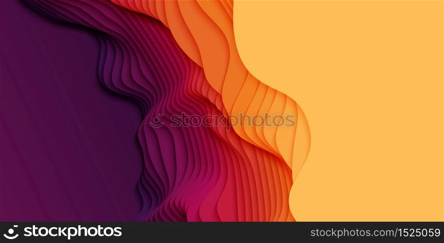 Vector 3D abstract background with paper cut shapes. Colorful carving art. Paper craft landscape with gradient fade colors. Minimalistic design layout for business presentations, flyers, posters. Vector 3D abstract background with paper cut shapes. Colorful carving art. Paper craft landscape with gradient fade colors. Minimalistic design layout for business presentations, flyers, posters.