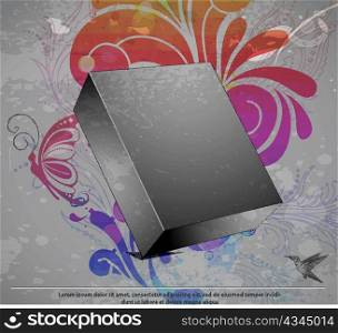 vector 3d blanck box with grunge background