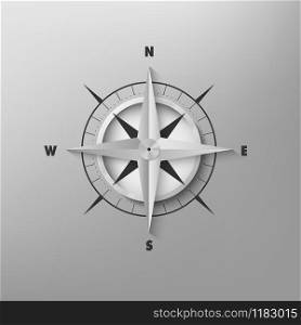 Vector 3D compass on a gray background