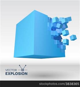 Vector 3D cube object explosion with cubical particles