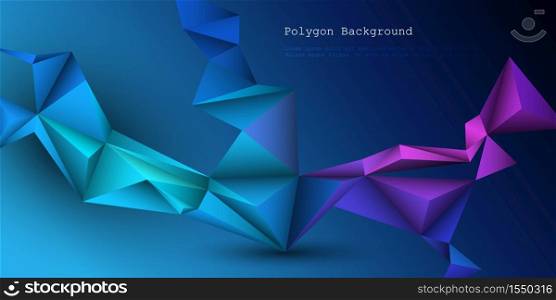 Vector 3D Geometric, Polygon, Line, Triangle pattern shape for wallpape. Illustration low poly, polygonal design with blue color background. Abstract science, futuristic, web, network concept