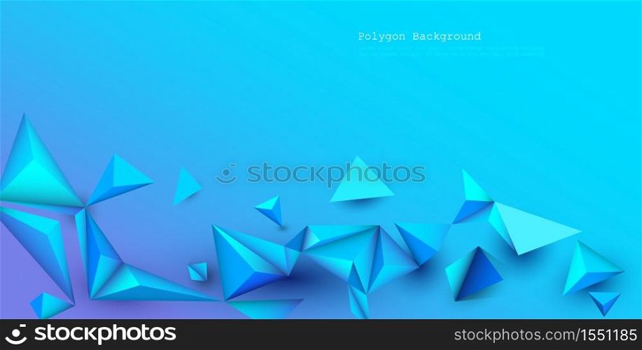 Vector 3D Geometric, Polygon, Line, Triangle pattern shape for wallpaper or background. Illustration low poly, polygonal design with blue color background. Abstract science, futuristic, web, network concept