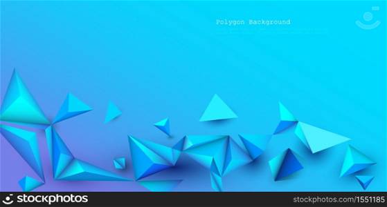 Vector 3D Geometric, Polygon, Line, Triangle pattern shape for wallpaper or background. Illustration low poly, polygonal design with blue color background. Abstract science, futuristic, web, network concept