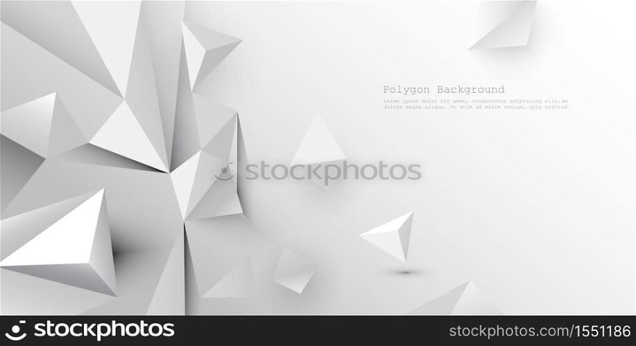 Vector 3D Geometric, Polygon, Line,Triangle pattern shape for wallpaper or background. Illustration low poly, polygonal design with white gray color. Abstract science, futuristic, web, network concept
