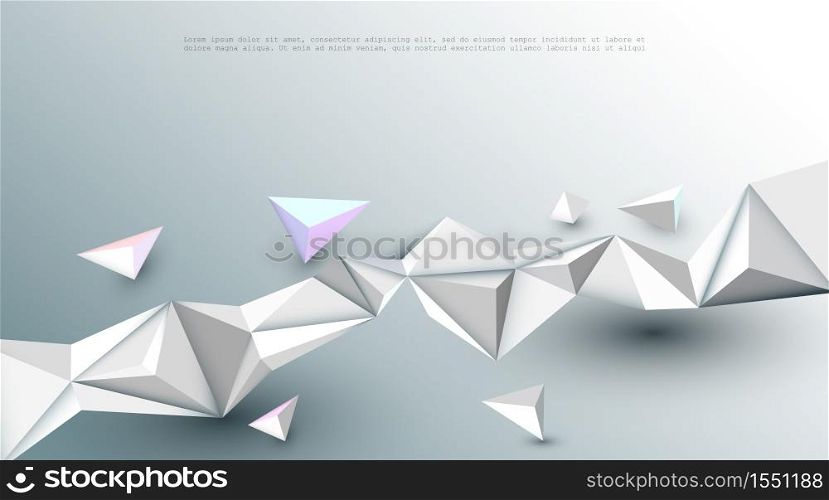 Vector 3D Geometric, Polygon, Line,Triangle pattern shape for wallpaper or background. Illustration low poly, polygonal design with white gray color. Abstract science, futuristic, web, network concept